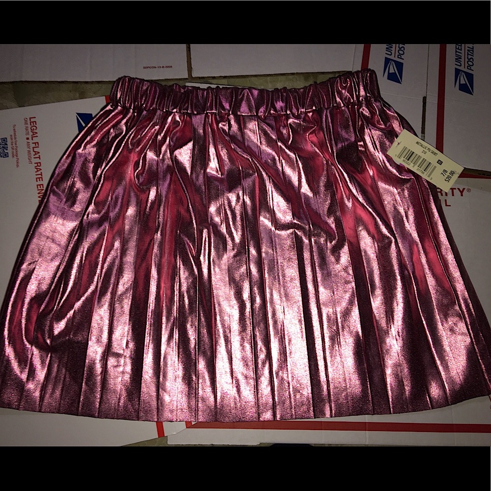 3/$22 Pleated metallic pink mini skirt retro NEW